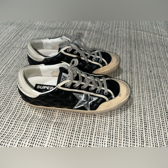 Golden Goose Super-Star Penstar in black matelassé nappa with silver star Sz 38 - Picture 6 of 14